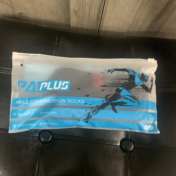 New PA Plus Black Ankle Compression Socks 2 Pairs Large-XL In Package - Picture 6 of 7